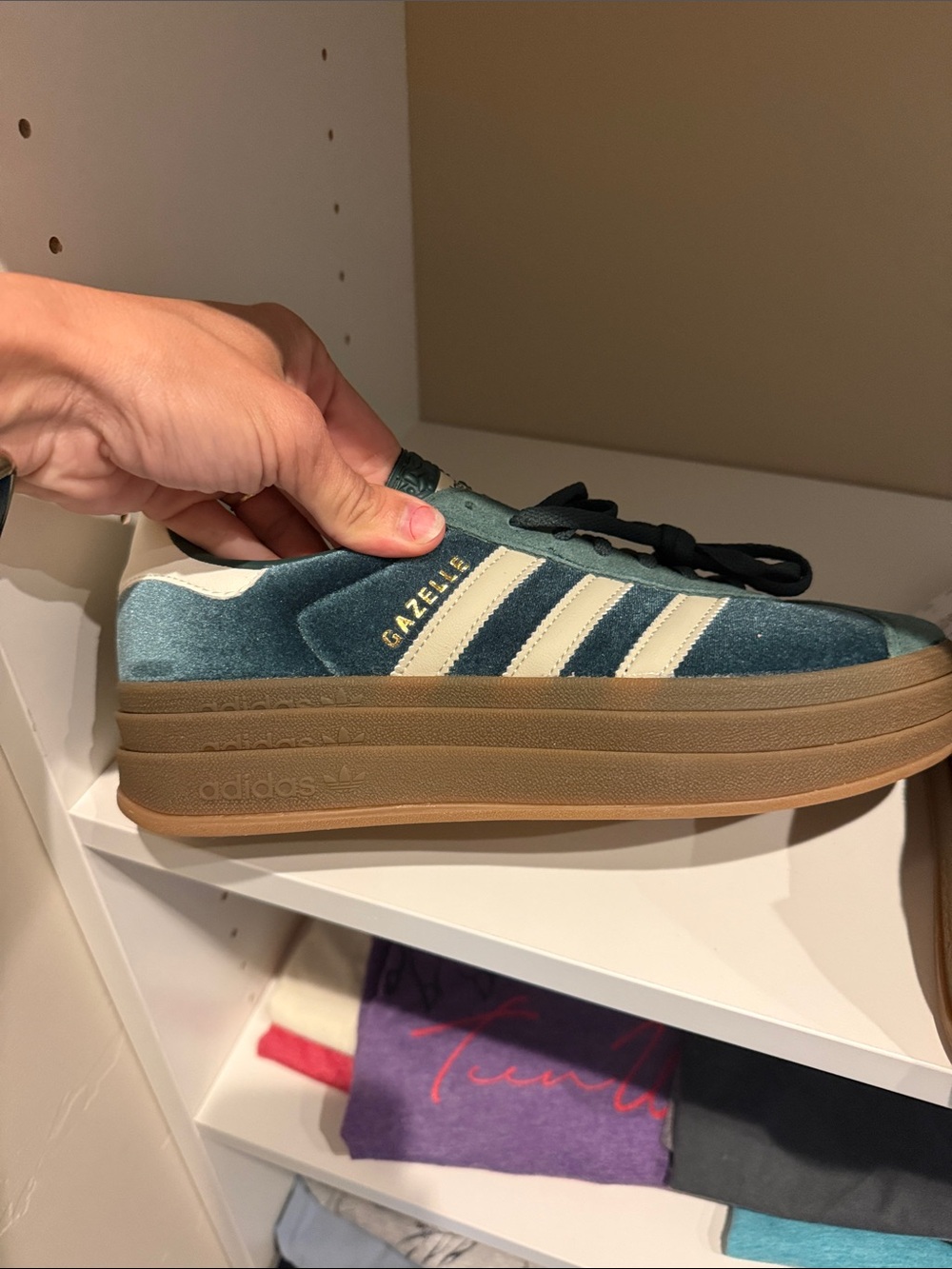 adidas Teal and Dark Teal Suede Sneakers with Gum Sole - Picture 5 of 7